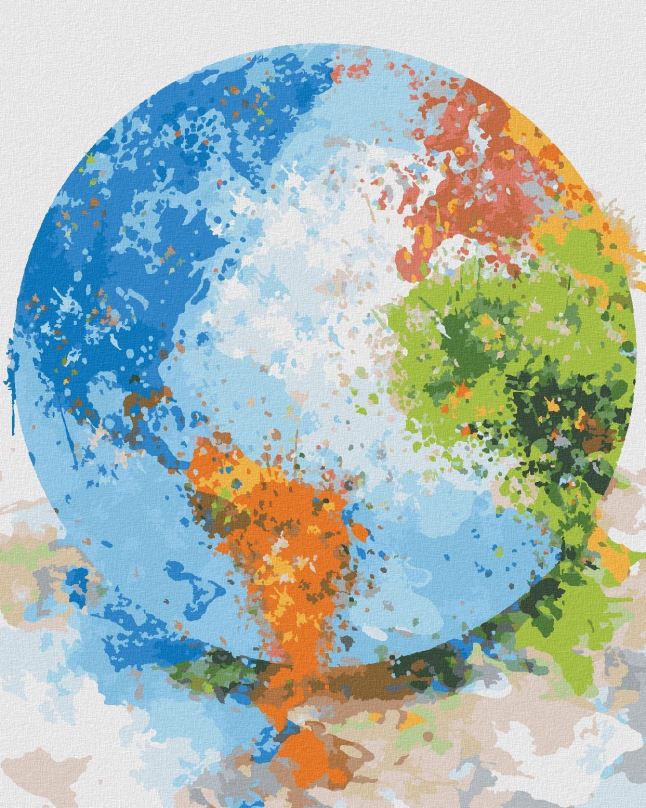 Malování podle čísel Barevný globus, 80x100 cm, vypnuté plátno na rám