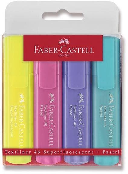 Zvýrazňovač FABER-CASTELL Textliner 1546 pastelový - sada 4 barev