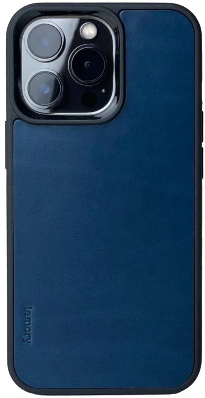 Kryt na mobil Lemory iPhone 13 Pro kožený kryt s podporou MagSafe tmavě modrá