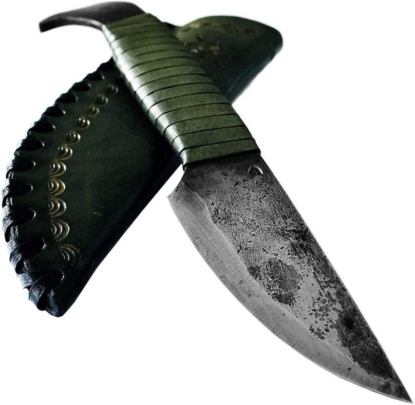 Nůž Madhammers Kovaný keltský nůž Ptačí hlava s pochvou zelený