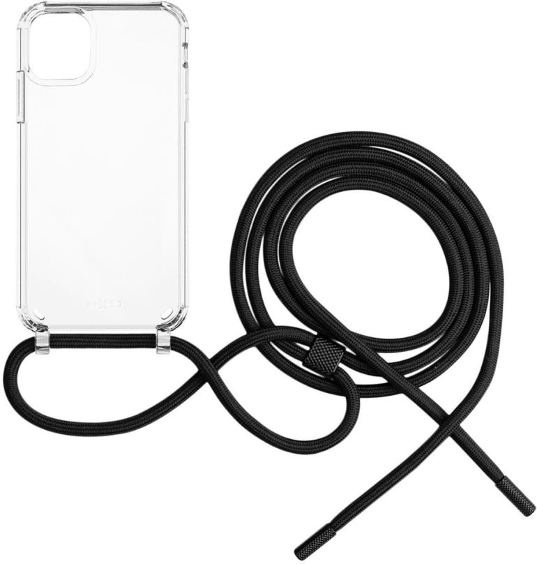 Kryt na mobil FIXED Pure Neck s černou šňůrkou na krk pro Apple iPhone 11