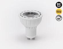 Stmívatelná LED žárovka GU10 24V 8W 2700K s bílým tělem