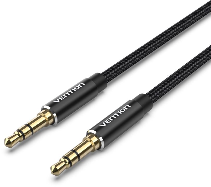 Audio kabel Vention Cotton Braided 3.5mm Male to Male Audio Cable 2m Black Aluminum Alloy Type