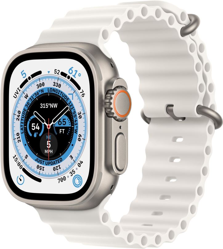 Chytré hodinky Apple Watch Ultra 49mm titanové pouzdro s bílým oceánským řemínkem