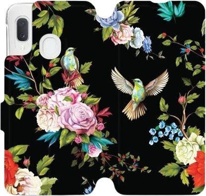Kryt na mobil Flipové pouzdro na mobil Samsung Galaxy A20e - VD09S Ptáčci a květy
