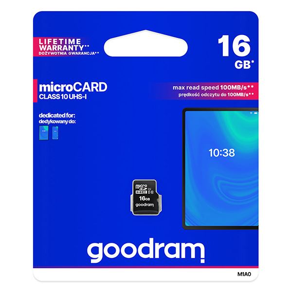 Goodram paměťová karta Micro Secure Digital Card, 16GB, micro SDHC, M1A0-0160R12, UHS I U1 (Class 10)