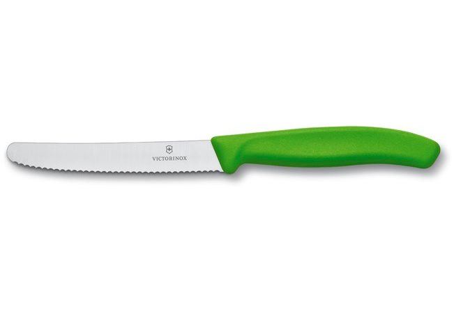 Kuchyňský nůž Victorinox nůž na rajčata s vlnkovaným ostřím 11 cm zelený