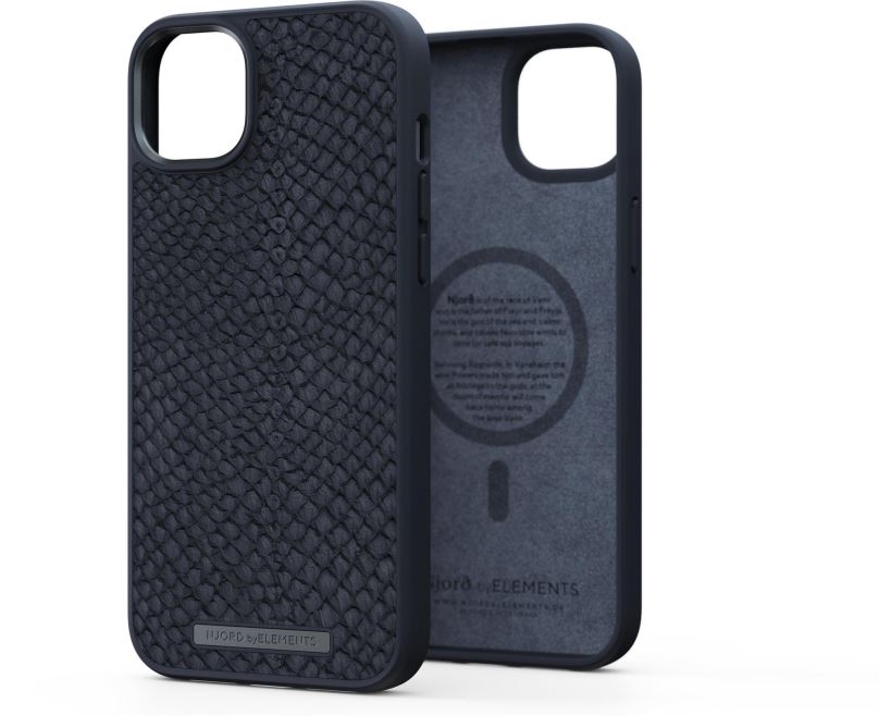 Kryt na mobil Njord iPhone 14 Plus Salmon Leather Magsafe Case Black