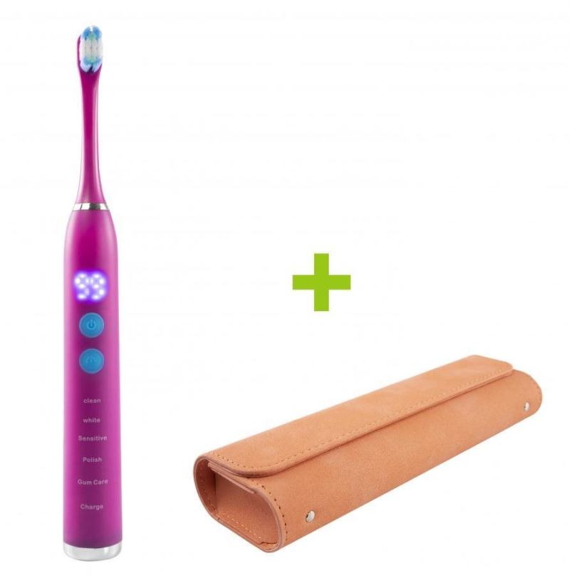 Elektrický zubní kartáček Sonický zubní kartáček OXE Sonic T1 a pouzdro růžový