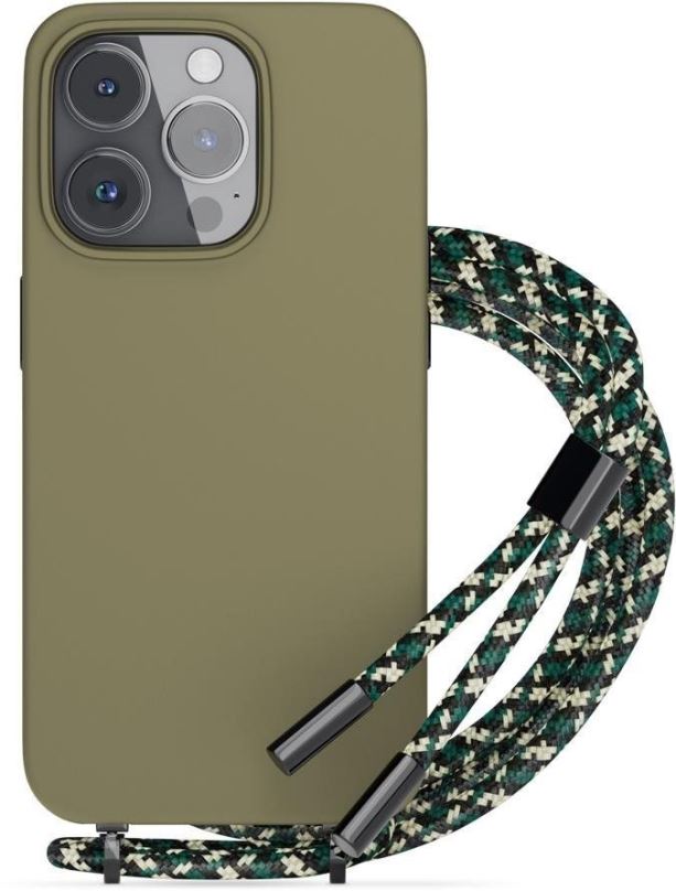 Kryt na mobil Epico silikonový kryt se šňůrkou pro iPhone 14 Plus - zelený