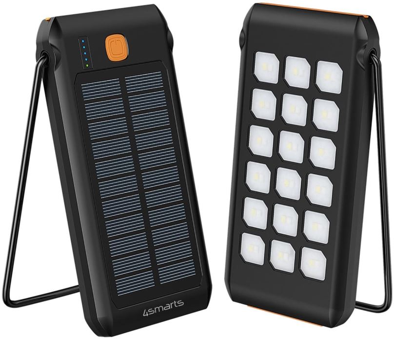 Powerbanka 4smarts Solar TitanPack Flex 10000mAh with Stand and Flashlight black / orange