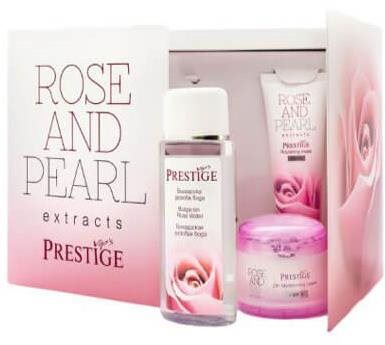 Dárková kosmetická sada Prestige Rose and Pearl Sada Prestige s růžovým olejem a perlami 260 ml