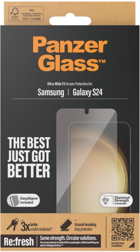 Ochranné sklo PanzerGlass Samsung Galaxy S24 s instalačním rámečkem