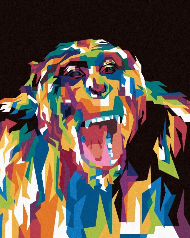 Malování podle čísel Barevná gorila, 40x50 cm, bez rámu a bez vypnutí plátna