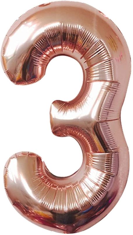 Balonky Atomia fóliový balón narozeninové číslo 3, ružovo zlatý 82 cm