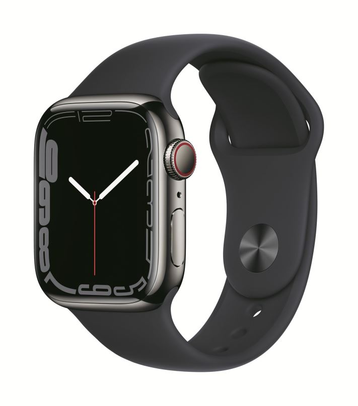 Chytré hodinky Apple Watch Series 7 41mm Cellular Grafitový nerez s temně inkoustovým sportovním řemínkem