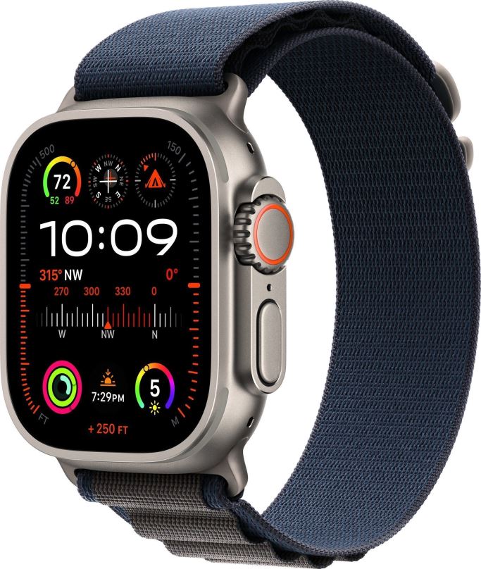 Chytré hodinky Apple Watch Ultra 2 49mm titanové pouzdro s modrým alpským tahem - Medium