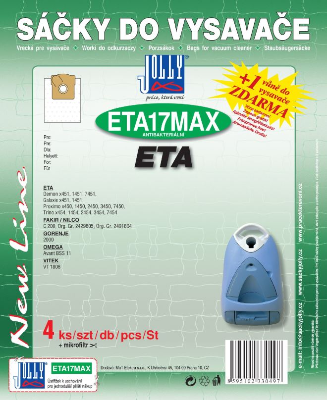 Sáčky do vysavače Sáčky do vysavače ETA17 MAX - textilní - vůně Skořice