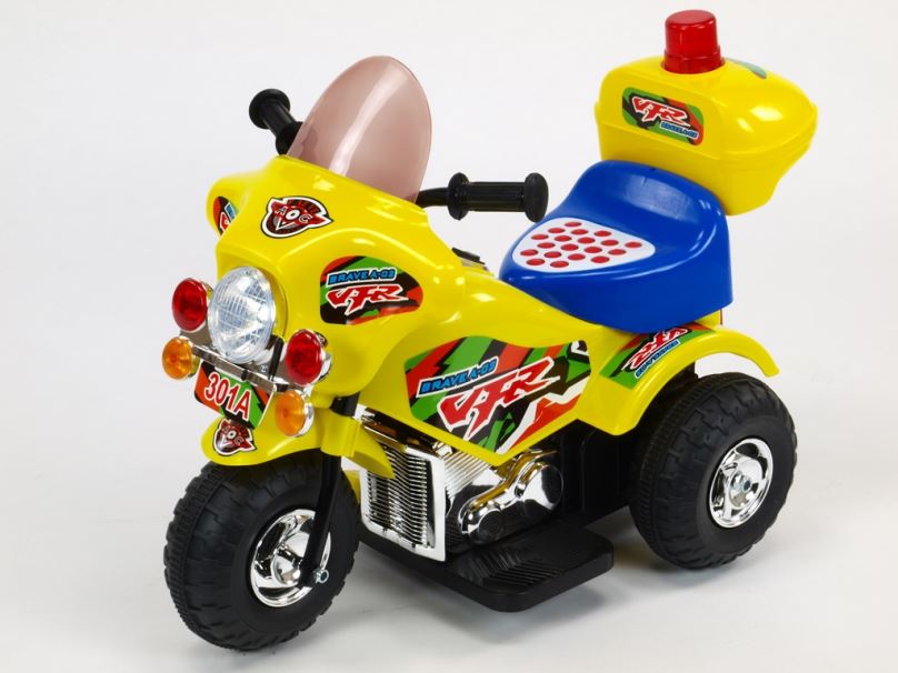 Elektrická motorka pro děti Bravea02 policie, žlutá