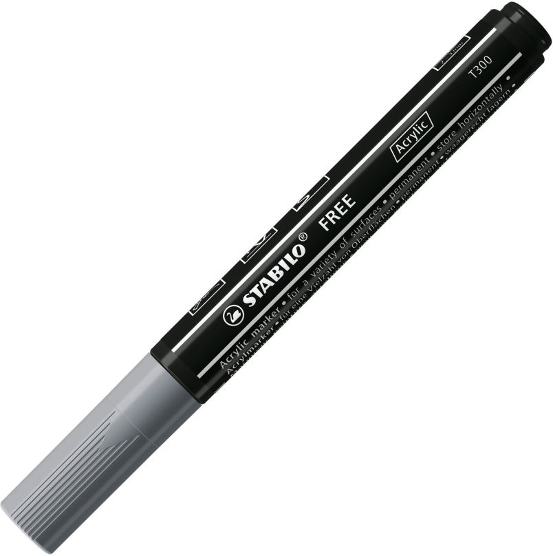 Popisovač STABILO FREE Acrylic T300 2 - 3 mm, tmavě šedý