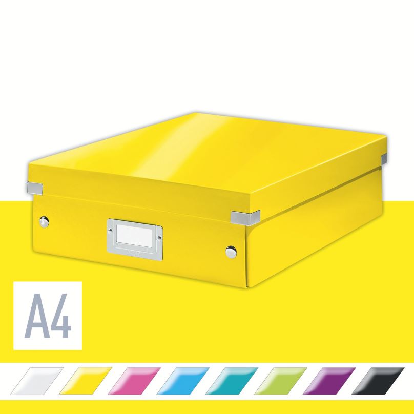 Archivační krabice LEITZ WOW Click & Store A4 28.1 x 10 x 37 cm, žlutá