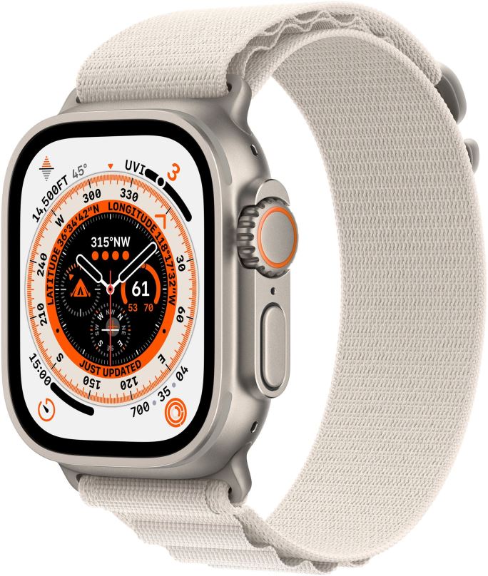 Chytré hodinky Apple Watch Ultra 49mm titanové pouzdro s hvězdně bílým alpským tahem - Large
