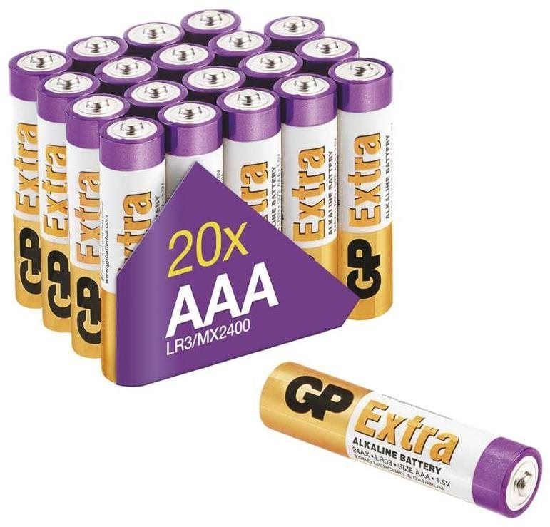 Jednorázová baterie GP Alkalická baterie GP Extra AAA (LR03), 20 ks