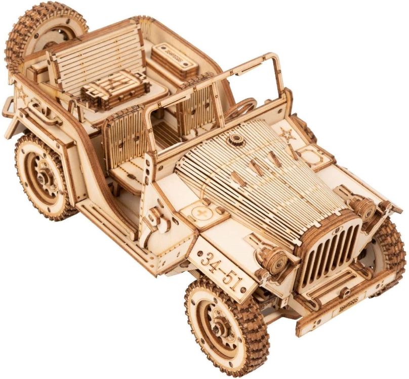 3D puzzle Robotime Rokr 3D dřevěné puzzle Vojenský džíp 369 dílků