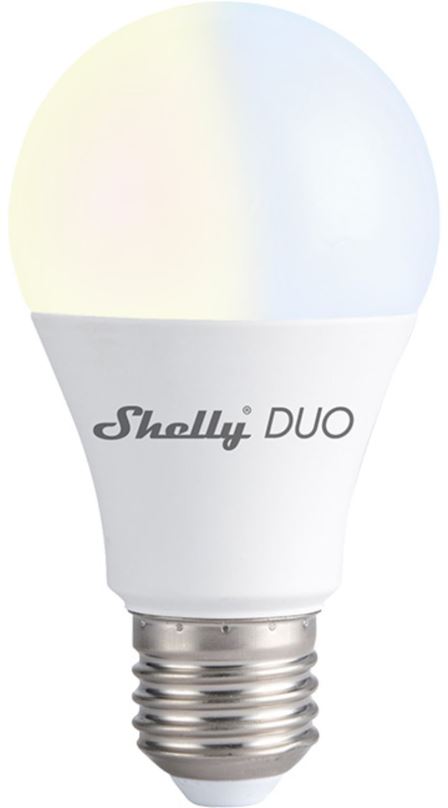 LED žárovka Shelly DUO, stmívatelná žárovka 800 lm, závit E27, nastavitelná teplota bílé, WiFi