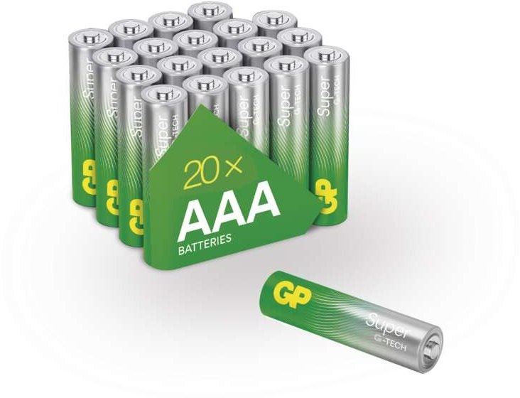 Jednorázová baterie GP Alkalická baterie Super AAA (LR03), 20 ks