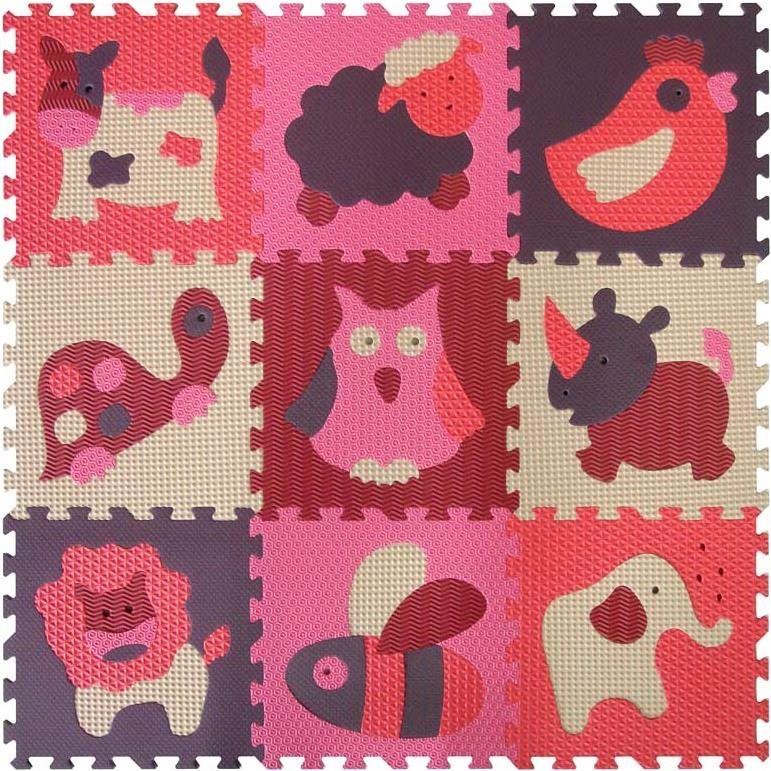 Pěnové puzzle Baby great Pěnové puzzle Zvířata červená-růžová SX (30x30)