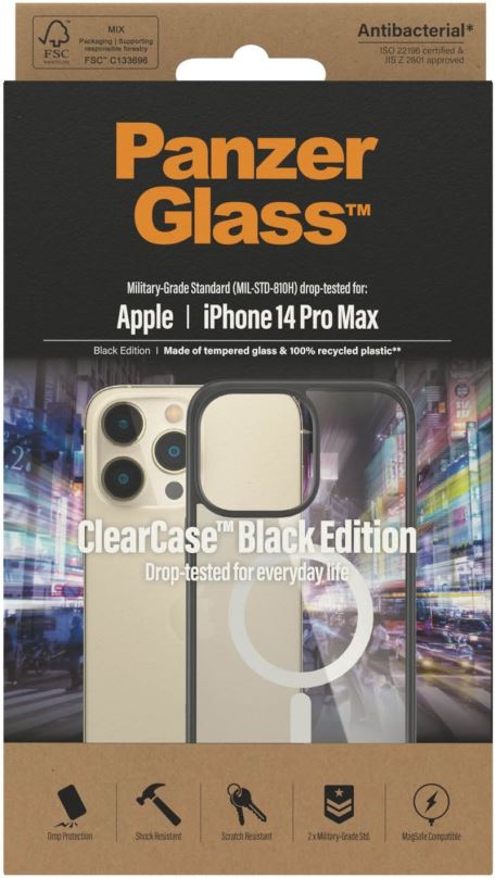 Kryt na mobil PanzerGlass ClearCase Apple iPhone 14 Pro Max (Black edition) s MagSafe