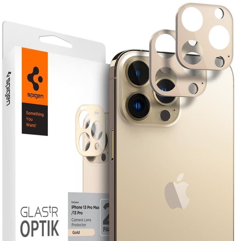 Ochranné sklo na objektiv Spigen tR Optik 2 Pack Gold iPhone 13 Pro/13 Pro Max