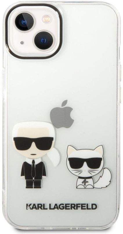 Kryt na mobil Karl Lagerfeld PC/TPU Ikonik Karl and Choupette Zadní Kryt pro iPhone 14 Plus Transparent