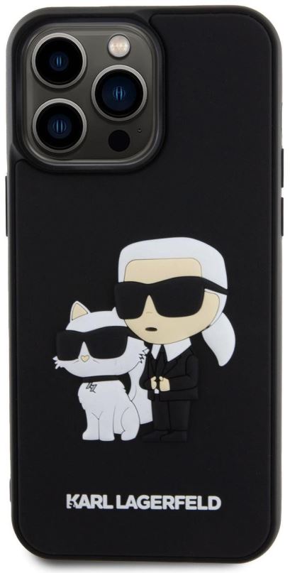 Kryt na mobil Karl Lagerfeld 3D Rubber Karl and Choupette Zadní Kryt pro iPhone 14 Pro Max Black