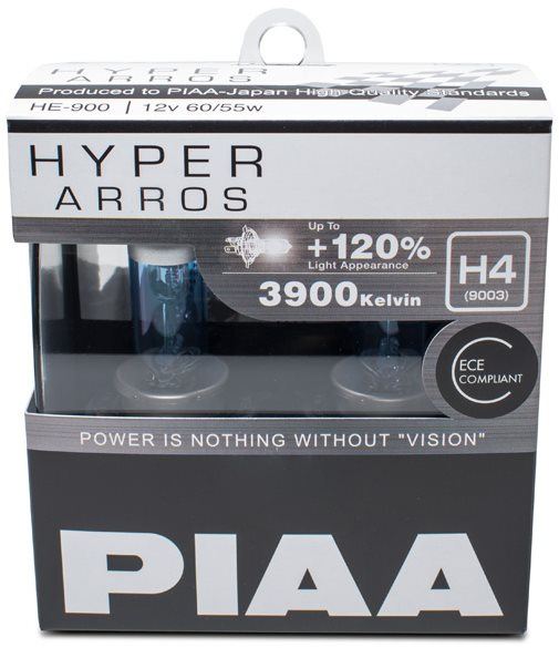 Autožárovka PIAA Hyper Arros 3900K H4 - o 120 procent vyšší svítivost, zvýšený jas