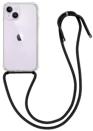 Kryt na mobil TopQ Kryt iPhone 14 Plus s černou šňůrkou průhledný 82588
