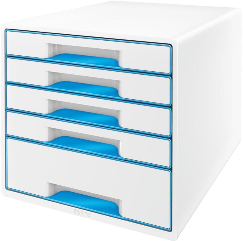 Zásuvkový box LEITZ WOW CUBE, 5 zásuvek, bílo-modrá