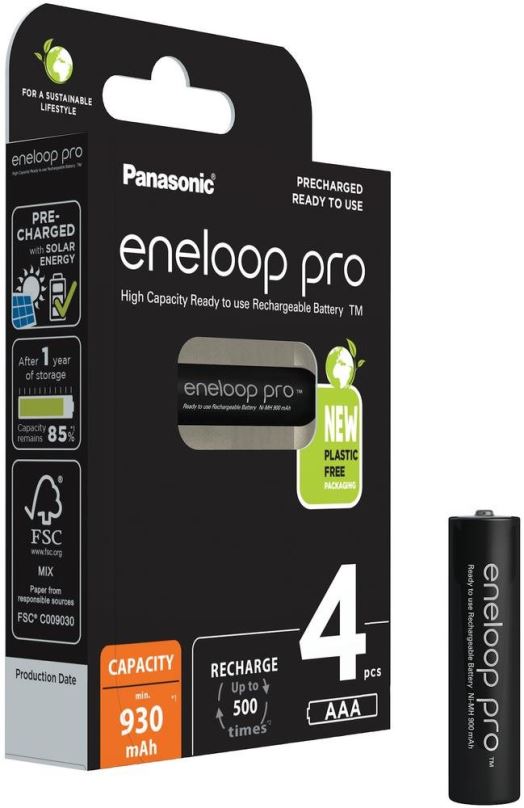 Nabíjecí baterie Panasonic eneloop pro AAA NiMh 900mAh 4ks