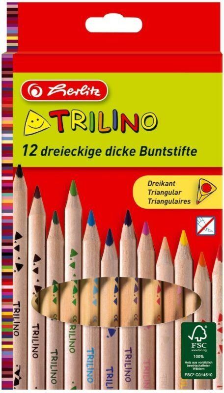 Pastelky HERLITZ Trilino trojhranné 12 barev