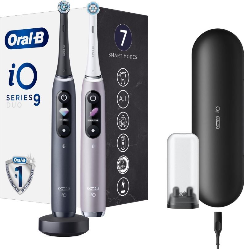 Elektrický zubní kartáček Oral-B iO Series 9 Duo Black Onyx & Rose Quartz magnetické zubní kartáčky