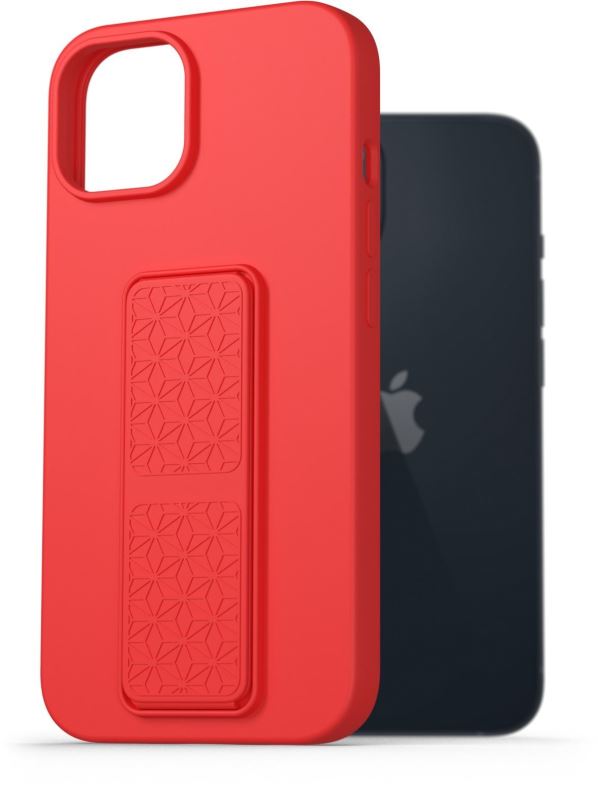 Kryt na mobil AlzaGuard Liquid Silicone Case with Stand pro iPhone 14 červené