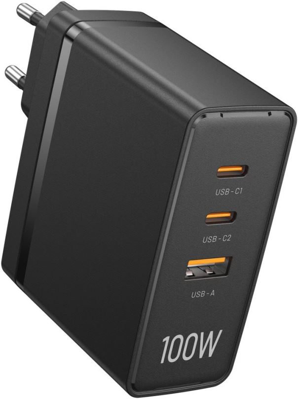 Nabíječka do sítě Vention Ultra 3-Port USB (C+C+A) GaN Charger (100W/100W/30W) Black