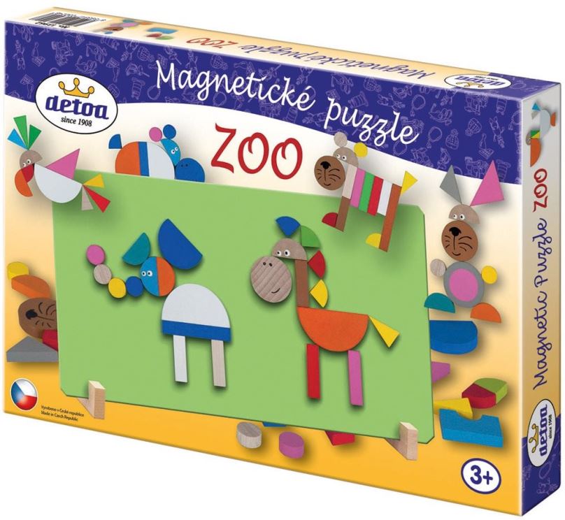 Puzzle Detoa Dřevěné hračky - Magnetické puzzle ZOO