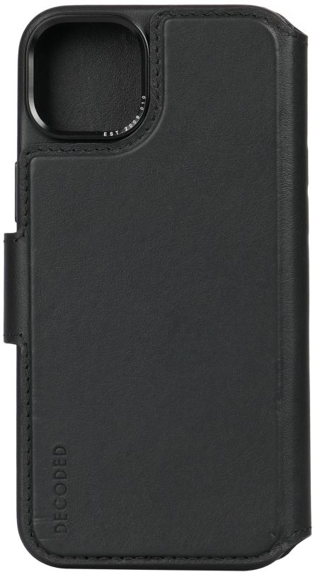 Pouzdro na mobil Decoded Leather Detachable Wallet Black iPhone 15 Plus