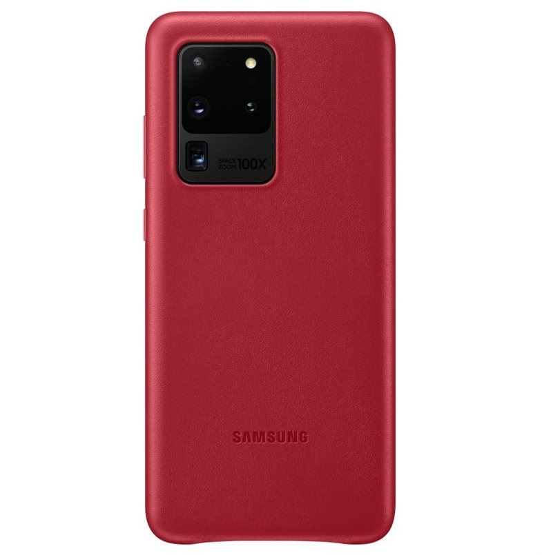 Kryt na mobil Samsung  Kožený zadní kryt pro Galaxy S20 Ultra červený
