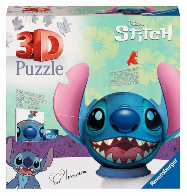 3D puzzle Puzzle-Ball Disney: Stitch s ušima 72 dílků