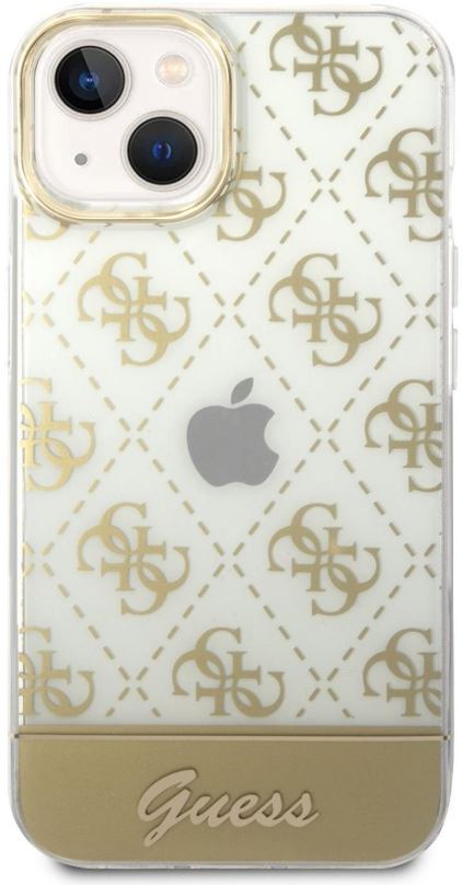 Kryt na mobil Guess PC/TPU Peony Glitter Script Logo Zadní kryt pro iPhone 14 Plus Gold