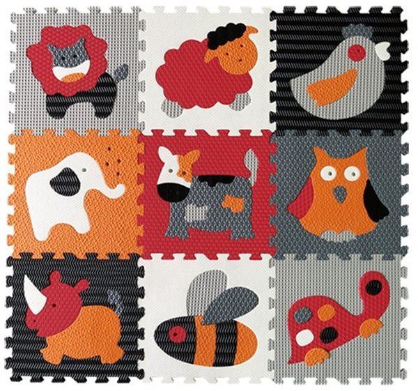Vkládačka Baby Great Pěnové puzzle Zvířata šedá-červená SX (30x30)
