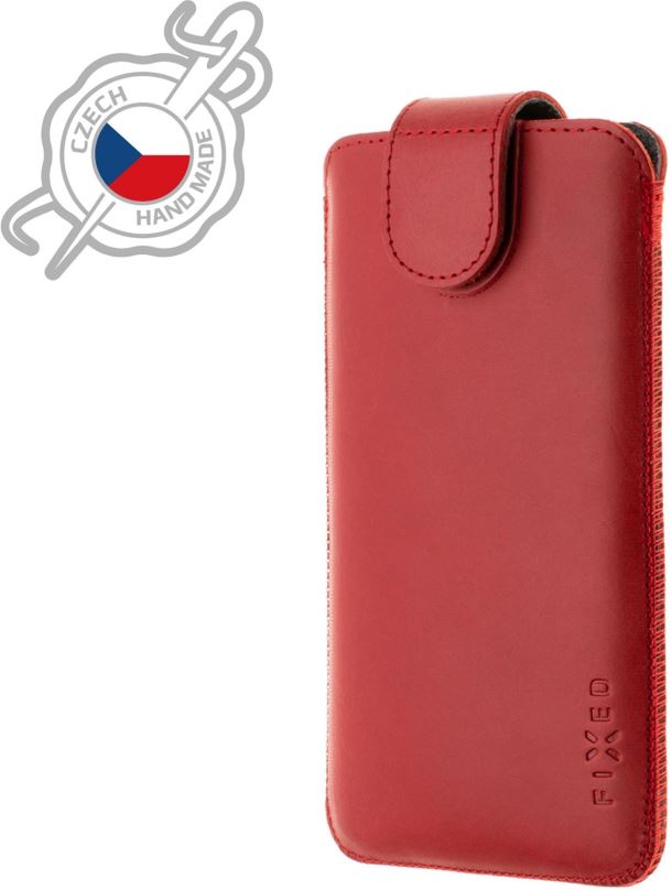 Pouzdro na mobil FIXED Posh z pravé hovězí kůže velikost 6XL+ červené